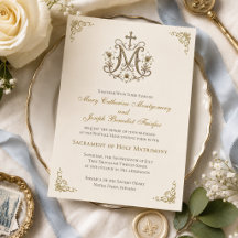 Gold Marian Cross Monogram Nuptial Wedding
