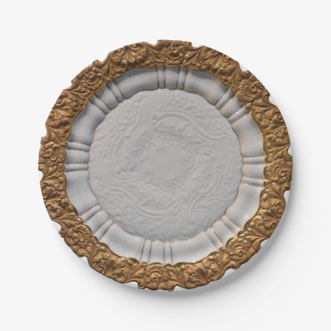 Gold Marie Antoinette bridal shower posh wedding Paper Plates (Front)