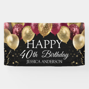 Gold Maroon Birthday Party Banner