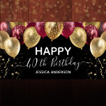 Gold Maroon Birthday Party  Banner<br><div class="desc">Elegant faux Burgundy and gold glitter balloons on the top border. All text is adjustable and easy to change for your own party needs. any year,  age can be changed</div>