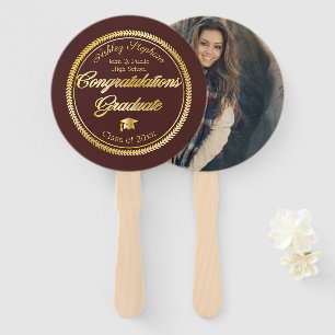Gold Maroon Graduation Photo Class of 2022 Hand Fan