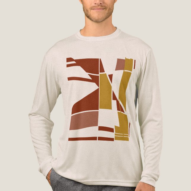 Gold Maroon Pink MCM Look Geometric Art Abstract Tri-Blend Shirt (Front)