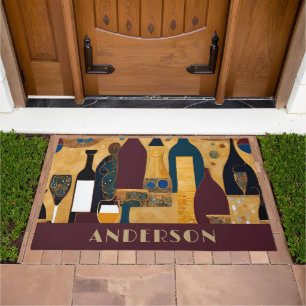 Gold Maroon Wine Pattern Doormat