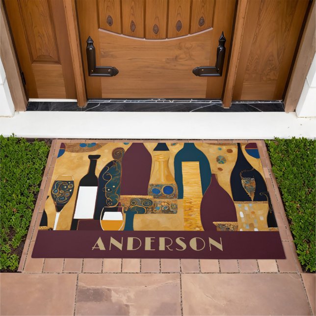 Gold Maroon Wine Pattern  Doormat (Outdoor)