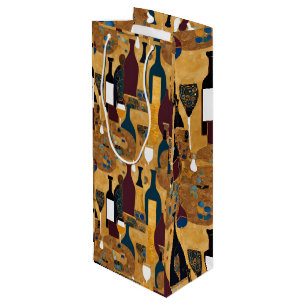 Gold Maroon Wine Pattern Gift Bag