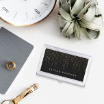 Gold Marquee | Personalized Business Card Case<br><div class="desc">Elegant business card holder features your name and/or business name in classic white lettering on a rich black background adorned with vertical strands of faux gold foil string lights cascading from the top.</div>
