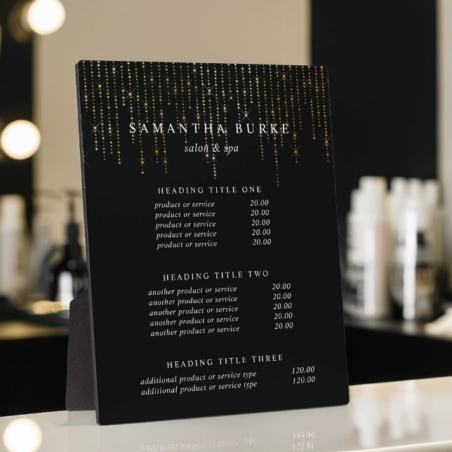 Gold Marquee | Pricing & Services Display Plaque (Creator Uploaded)