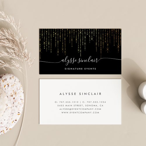 Gold Marquee Signature Calligraphy Script Business Card