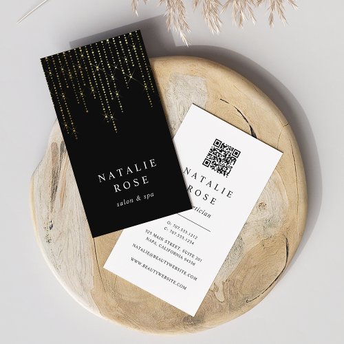 Gold Marquee Vertical QR Code Business Card