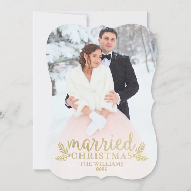 Gold Married Christmas | Holiday Photo Card