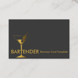 Gold Martini Cocktail Bartender Business Card