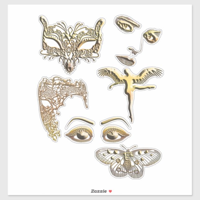 gold mask face angel butterfly clipart sticker (Sheet)