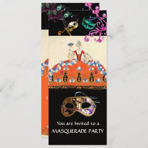 GOLD MASKS ORANGE LADY MASQUERADE PARTY Programme Invitation