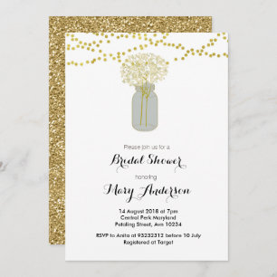 Gold Mason Jar Bridal Shower Invitation