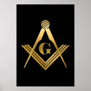 Gold Masonic Poster with Letter G