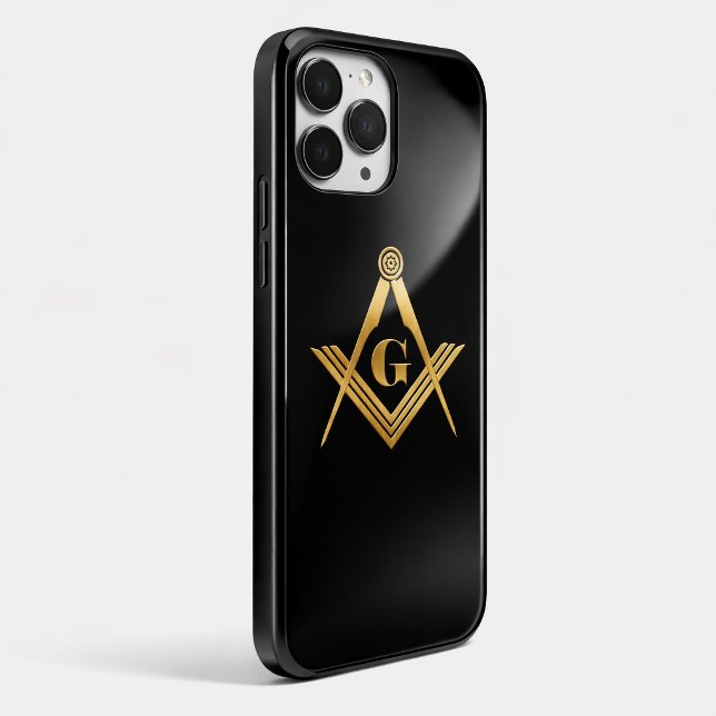 Gold Masonic Square and Compass Black iPhone Case (Creator Uploaded)
