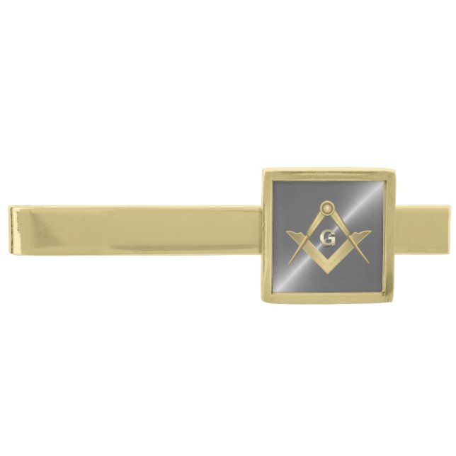 Gold Masonic Symbol Finish Tie Bar (Front)