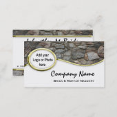 Gold  Masonry Rock Logo Photo Business Cards (Front/Back)