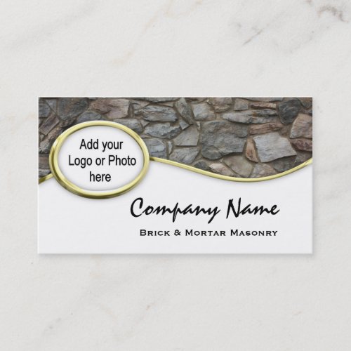 Gold  Masonry Rock Logo Photo Business Cards