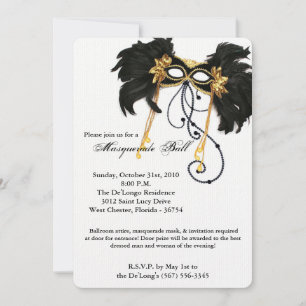 Gold Masquerade Ball Mask Costume Halloween Part Invitation