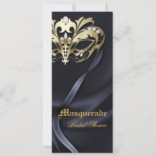 Gold Masquerade Black Bridal Shower Invitation