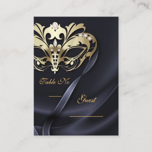 Gold Masquerade Black Jeweled Table PlaceCard Business Card