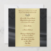 Gold Masquerade Black Jeweled Wedding Invitation (Back)