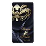 Gold Masquerade Black Jeweled Wedding Wine Label at Zazzle