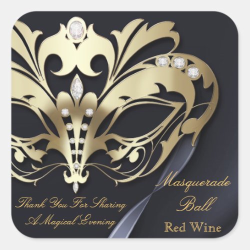 Gold Masquerade Black Party Sticker