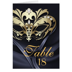 Gold Masquerade Black Table Number Card