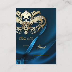 Gold Masquerade Blue Jeweled Table PlaceCard