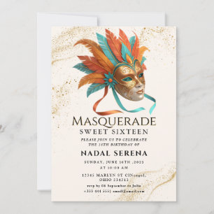 gold masquerade invitation