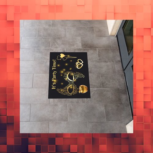 Gold Masquerade Its Party Time  Floor Decals