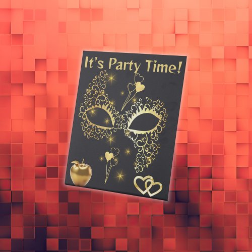 Gold Masquerade Its Party Time  Pedestal Sign