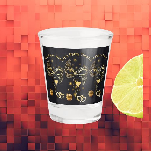 Gold Masquerade Its Party Time   Shot Glass