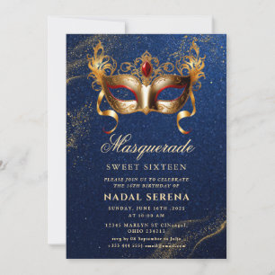 gold masquerade mask invitation