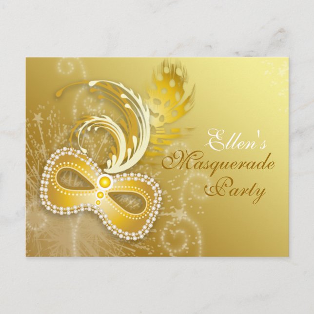 Gold Masquerade Party Invitation (Front)