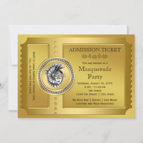 Gold Masquerade Party Invitation