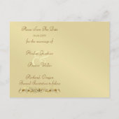 Gold Masquerade Purple Jewel Save The Date Announcement Postcard (Back)