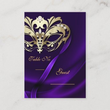 Gold Masquerade Purple Jeweled Table Placecard by theedgeweddings at Zazzle