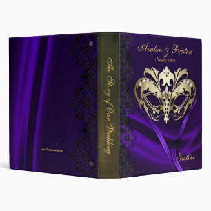 Gold Masquerade Purple Jeweled Wedding Binder