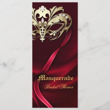 Gold Masquerade Red Bridal Shower Invitation by theedgeweddings at Zazzle
