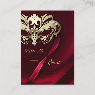 Gold Masquerade Red Jeweled Table PlaceCard