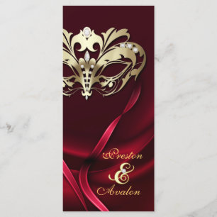Gold Masquerade REd Jeweled Wedding Program