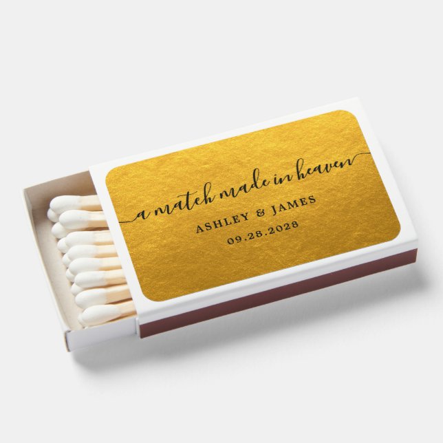 Gold Match Made in Heaven Wedding Favors (Front Open)