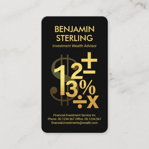 Gold Math Numbers Symbols Business Card