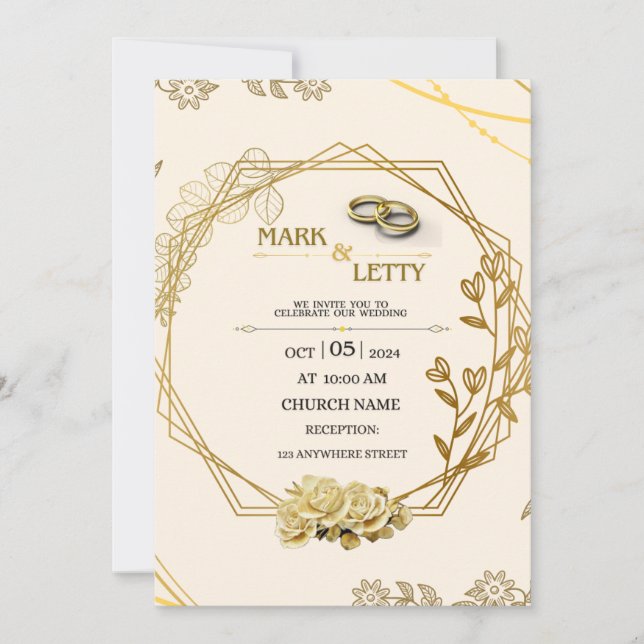 Gold Matt Wedding Invitation 0.2 Design (Front)