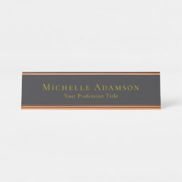 Gold & Matte Black Professional Plain Modern Desk Name Plate