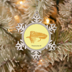 Gold Matuka streamer, fly tying, fly fishing art Snowflake Pewter Christmas Ornament