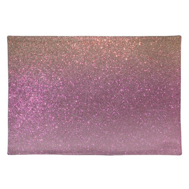 Gold Mauve Purple Sparkly Glitter Ombre Gradient Cloth Placemat (Front)